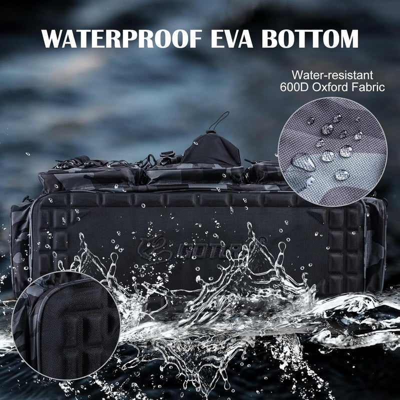 Goture Large Tackle Bag,Water Resistant Saltwater Gear Storage Big Fishing Bag with EVA Bottom,Store Up to 12PCS 3700 Plus 5PCS 3600 Tackle Trays(Not Included),Gifts for Men(26.38"x15.35"x11.42") - Image 3
